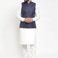 Jompers Men's Solid Kurta Pajama with Solid Waistcoat ( JOKP WC 4051Navy )