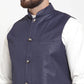 Jompers Men's Solid Kurta Pajama with Solid Waistcoat ( JOKP WC 4051Navy )