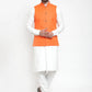 Jompers Men's Solid Kurta Pajama with Solid Waistcoat ( JOKP WC 4051Orange )