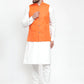 Jompers Men's Solid Kurta Pajama with Solid Waistcoat ( JOKP WC 4051Orange )