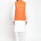 Jompers Men's Solid Kurta Pajama with Solid Waistcoat ( JOKP WC 4051Orange )