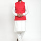 Jompers Men's Solid Kurta Pajama with Solid Waistcoat ( JOKP WC 4051Red )