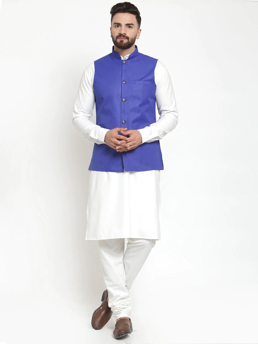 Jompers Men's Solid Kurta Pajama with Solid Waistcoat ( JOKP WC 4051Royal )