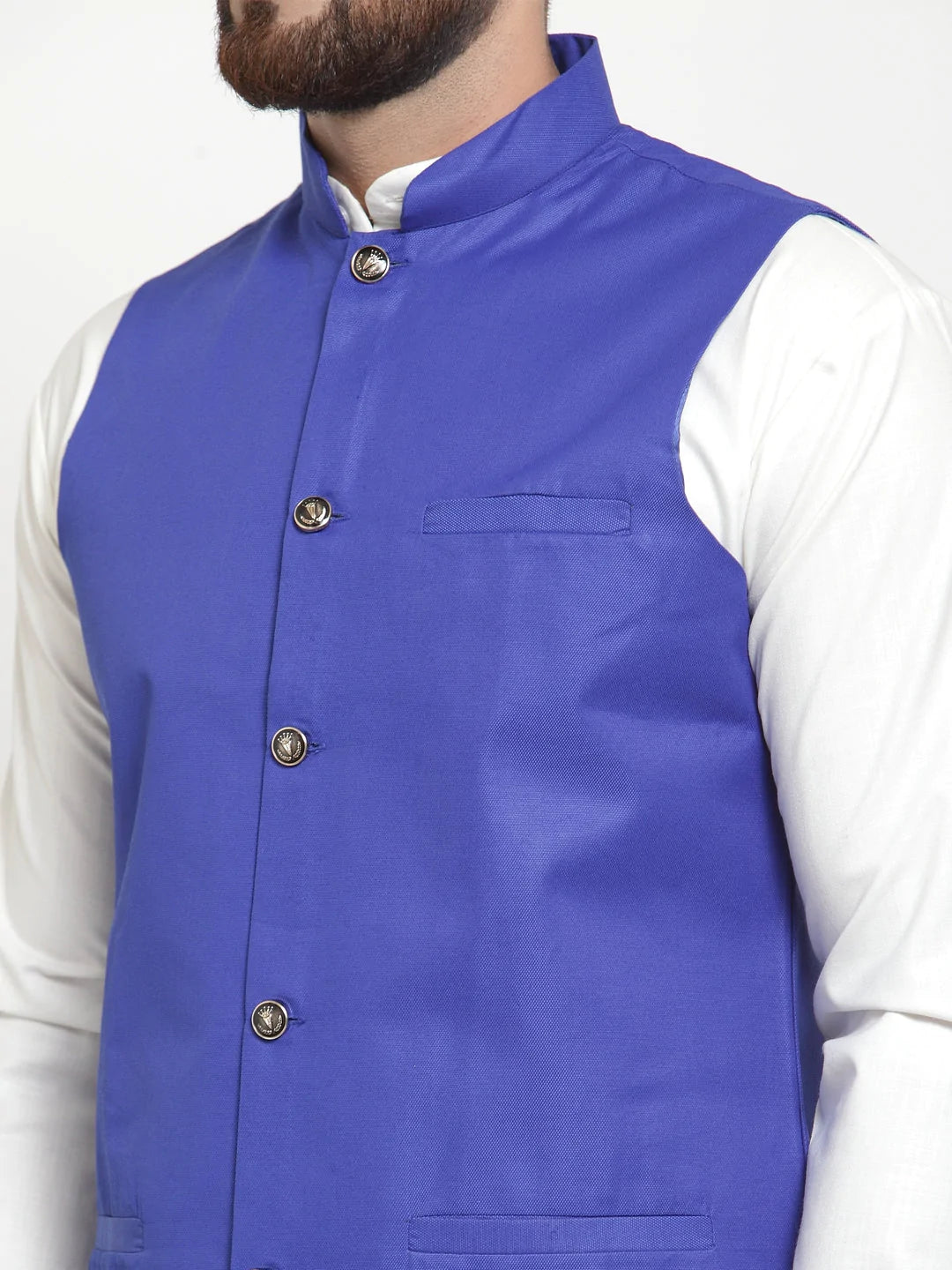 Jompers Men's Solid Kurta Pajama with Solid Waistcoat ( JOKP WC 4051Royal )