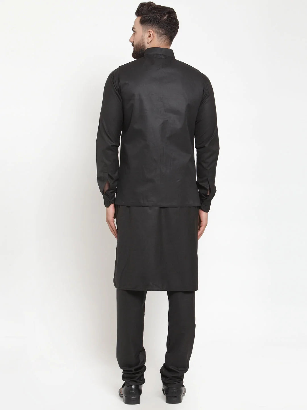 Jompers Men's Solid Kurta Pajama with Solid Waistcoat ( JOKP WC 4052Black )