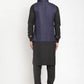 Jompers Men's Solid Kurta Pajama with Solid Waistcoat ( JOKP WC 4052Navy )