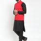 Jompers Men's Solid Kurta Pajama with Solid Waistcoat ( JOKP WC 4052Red )