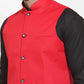 Jompers Men's Solid Kurta Pajama with Solid Waistcoat ( JOKP WC 4052Red )