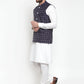 Jompers Men's Solid Kurta Pajama with Checked Waistcoat ( JOKP WC 4053 Navy )