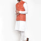 Jompers Men's Solid Kurta Pajama with Checked Waistcoat ( JOKP WC 4053 Peach )