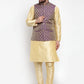 Jompers Men's Solid Dupion Kurta Pajama with Woven Jacquard Waistcoat ( JOKP WC 4055 Purple )