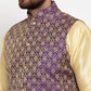 Jompers Men's Solid Dupion Kurta Pajama with Woven Jacquard Waistcoat ( JOKP WC 4055 Purple )