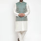 Jompers Men's Solid Dupion Kurta Pajama with Woven Jacquard Waistcoat ( JOKP WC 4056 Green )