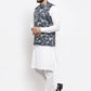 Jompers Men's Solid Cotton Kurta Pajama with Printed Waistcoat ( JOKP WC 4058 Navy-W )