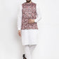 Jompers Men's Solid Cotton Kurta Pajama with Printed Waistcoat ( JOKP WC 4058 Pink-W )