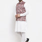 Jompers Men's Solid Cotton Kurta Pajama with Printed Waistcoat ( JOKP WC 4058 Pink-W )