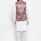 Jompers Men's Solid Cotton Kurta Pajama with Printed Waistcoat ( JOKP WC 4058 Pink-W )