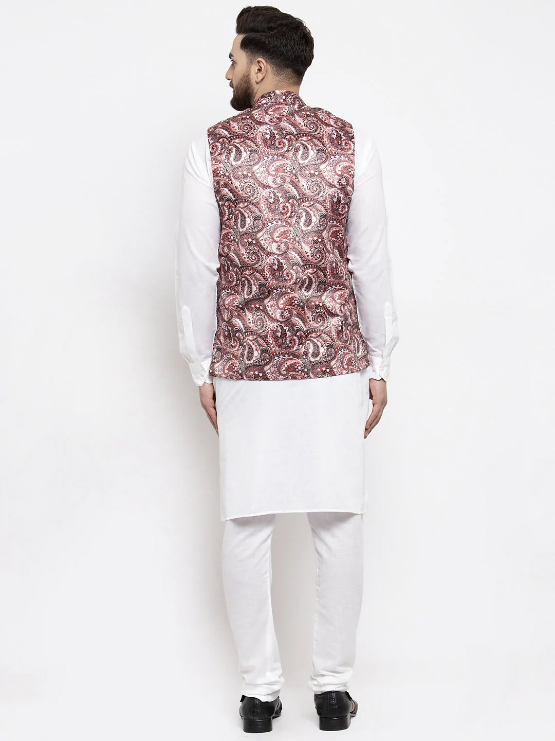 Jompers Men's Solid Cotton Kurta Pajama with Printed Waistcoat ( JOKP WC 4058 Pink-W )