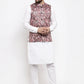 Jompers Men's Solid Cotton Kurta Pajama with Printed Waistcoat ( JOKP WC 4058 Pink-W )