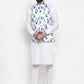 Jompers Men's Solid Cotton Kurta Pajama with Printed Waistcoat ( JOKP WC 4058 Silver-W )