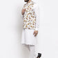 Jompers Men's Solid Cotton Kurta Pajama with Printed Waistcoat ( JOKP WC 4058 White-W )