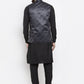 Jompers Men's Solid Cotton Kurta Pajama with Printed Waistcoat ( JOKP WC 4059 Charcoal-B )