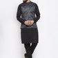 Jompers Men's Solid Cotton Kurta Pajama with Printed Waistcoat ( JOKP WC 4059 Charcoal-B )