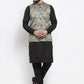 Jompers Men's Solid Cotton Kurta Pajama with Printed Waistcoat ( JOKP WC 4059 Golden-B )