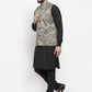 Jompers Men's Solid Cotton Kurta Pajama with Printed Waistcoat ( JOKP WC 4059 Golden-B )