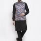 Jompers Men's Solid Cotton Kurta Pajama with Printed Waistcoat ( JOKP WC 4059 Grey-B )