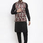 Jompers Men's Solid Cotton Kurta Pajama with Printed Waistcoat ( JOKP WC 4059 Maroon-B )