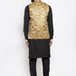 Jompers Men's Solid Cotton Kurta Pajama with Printed Waistcoat ( JOKP WC 4059 Mustard-B )