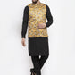 Jompers Men's Solid Cotton Kurta Pajama with Printed Waistcoat ( JOKP WC 4059 Mustard-B )