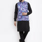Jompers Men's Solid Cotton Kurta Pajama with Printed Waistcoat ( JOKP WC 4059 Voilet-B )