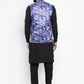 Jompers Men's Solid Cotton Kurta Pajama with Printed Waistcoat ( JOKP WC 4059 Voilet-B )