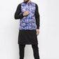 Jompers Men's Solid Cotton Kurta Pajama with Printed Waistcoat ( JOKP WC 4059 Voilet-B )