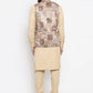 Jompers Men's Solid Cotton Kurta Pajama with Printed Waistcoat ( JOKP WC 4060 Beige-C )