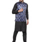 Jompers Men's Solid Cotton Kurta Pajama with Printed Waistcoat ( JOKP WC 4061 Blue-B )