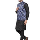 Jompers Men's Solid Cotton Kurta Pajama with Printed Waistcoat ( JOKP WC 4061 Blue-B )