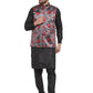 Jompers Men's Solid Cotton Kurta Pajama with Printed Waistcoat ( JOKP WC 4061 Grey-B )