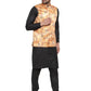 Jompers Men's Solid Cotton Kurta Pajama with Printed Waistcoat ( JOKP WC 4061 Orange-B )