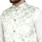 Jompers Men's Solid Cotton Kurta Pajama with Printed Waistcoat ( JOKP WC 4062 LIme-W )