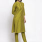 Jompers Women Green Self-Striped Kurta with Trousers ( JOKS 1310 Green )