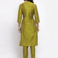 Jompers Women Green Self-Striped Kurta with Trousers ( JOKS 1310 Green )