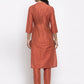 Jompers Women Orange Self-Striped Kurta with Trousers ( JOKS 1310 Orange )