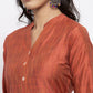 Jompers Women Orange Self-Striped Kurta with Trousers ( JOKS 1310 Orange )