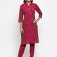 Jompers Women Pink Self-Striped Kurta with Trousers ( JOKS 1310 Pink )