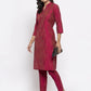 Jompers Women Pink Self-Striped Kurta with Trousers ( JOKS 1310 Pink )