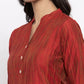 Jompers Women Red Self-Striped Kurta with Trousers ( JOKS 1310 Red )