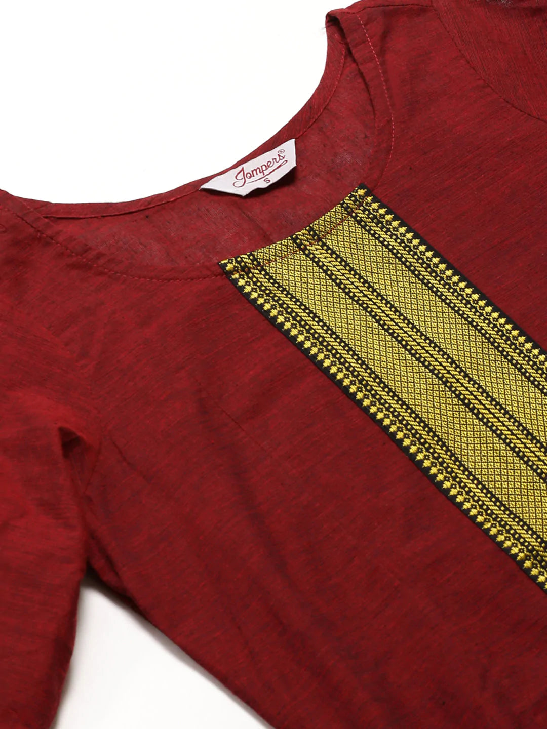 Jompers Women Maroon Yoke Design Kurta with Trousers (JOKS 1321 Maroon)